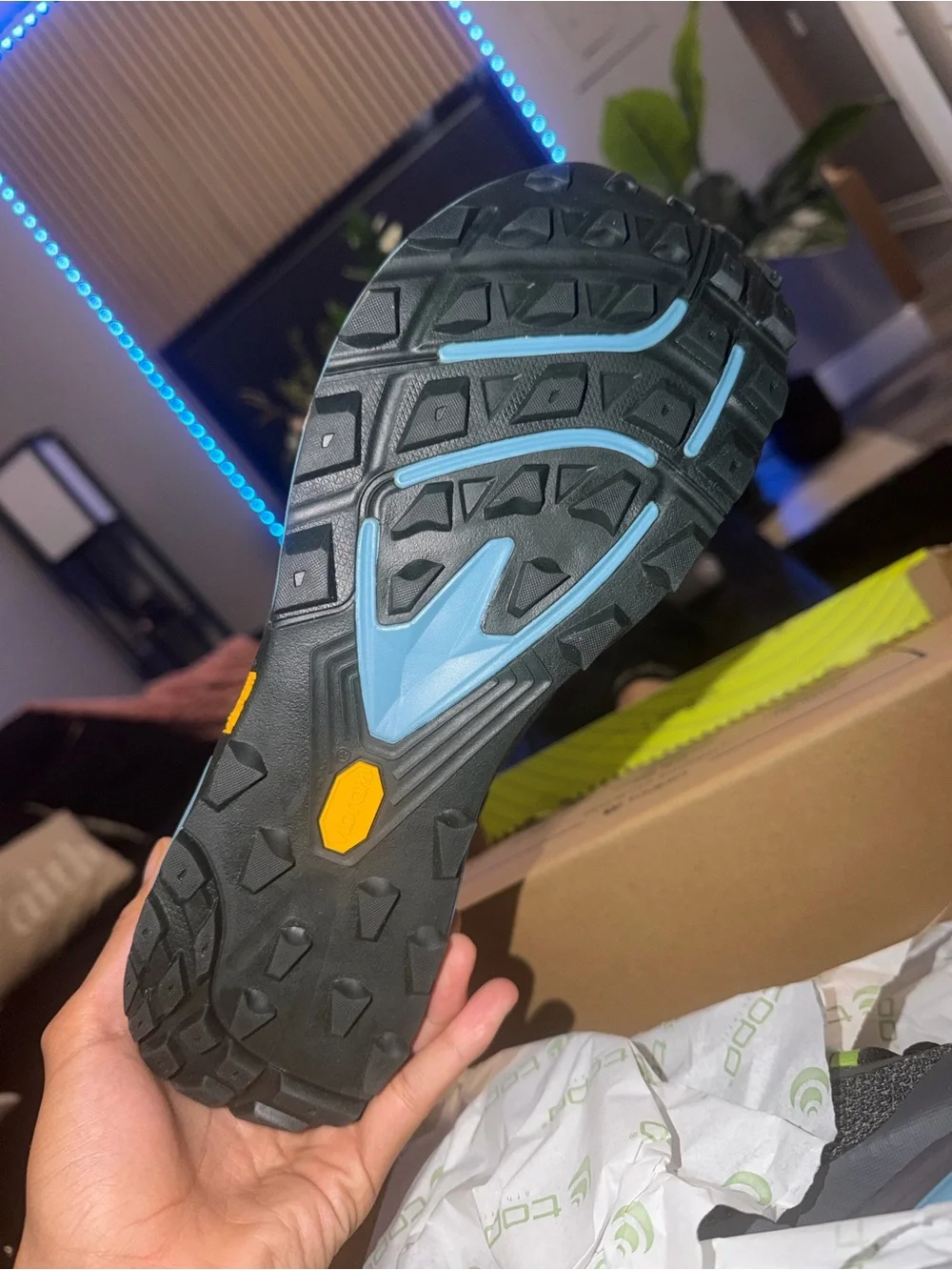 Men's Grey Athletic Trail Shoe with Lime Accents Topo athletic